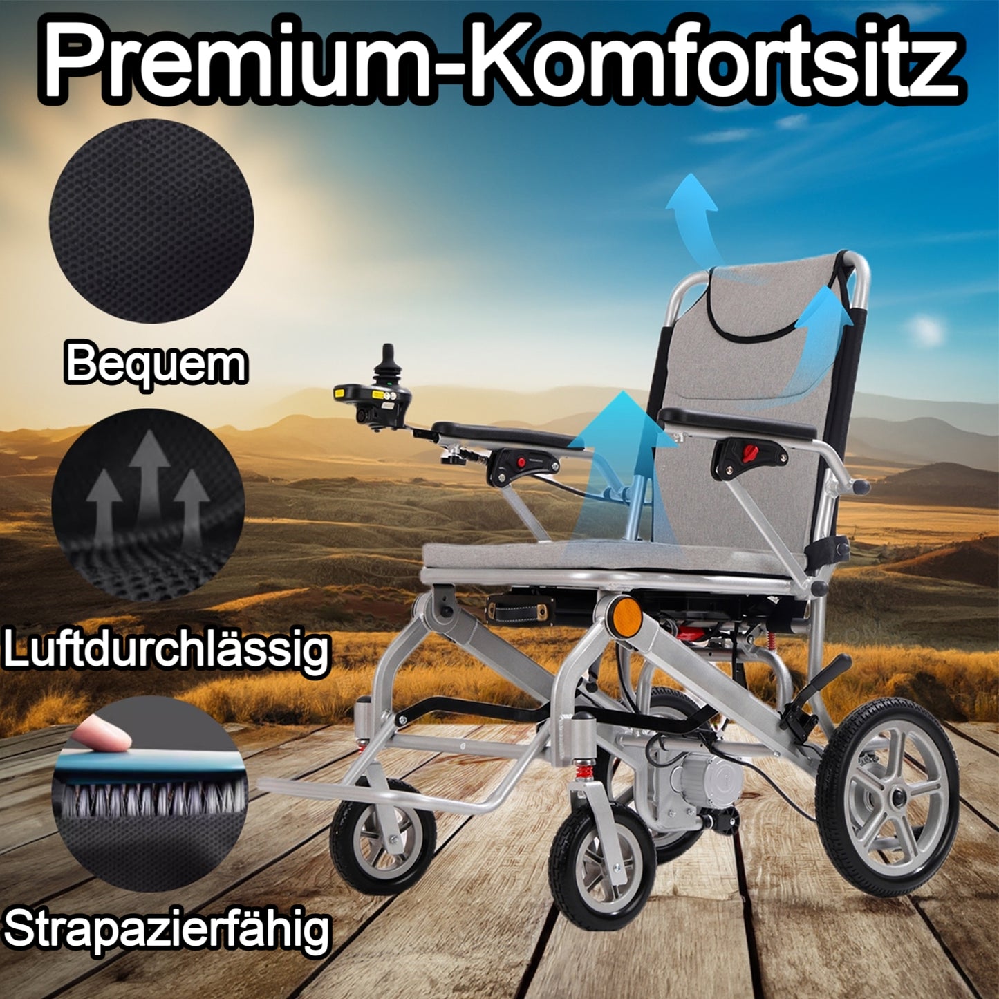 Nova-2 Elektrischer Rollstuhl – Verstellbare Kopfstütze, bequem und stützend