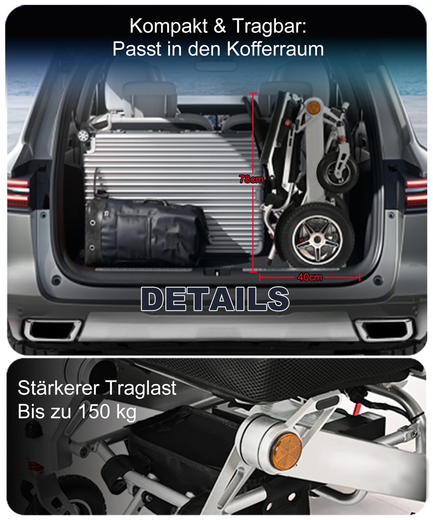 Nova-3 Faltbarer Elektrischer Rollstuhl, 20 km Reichweite