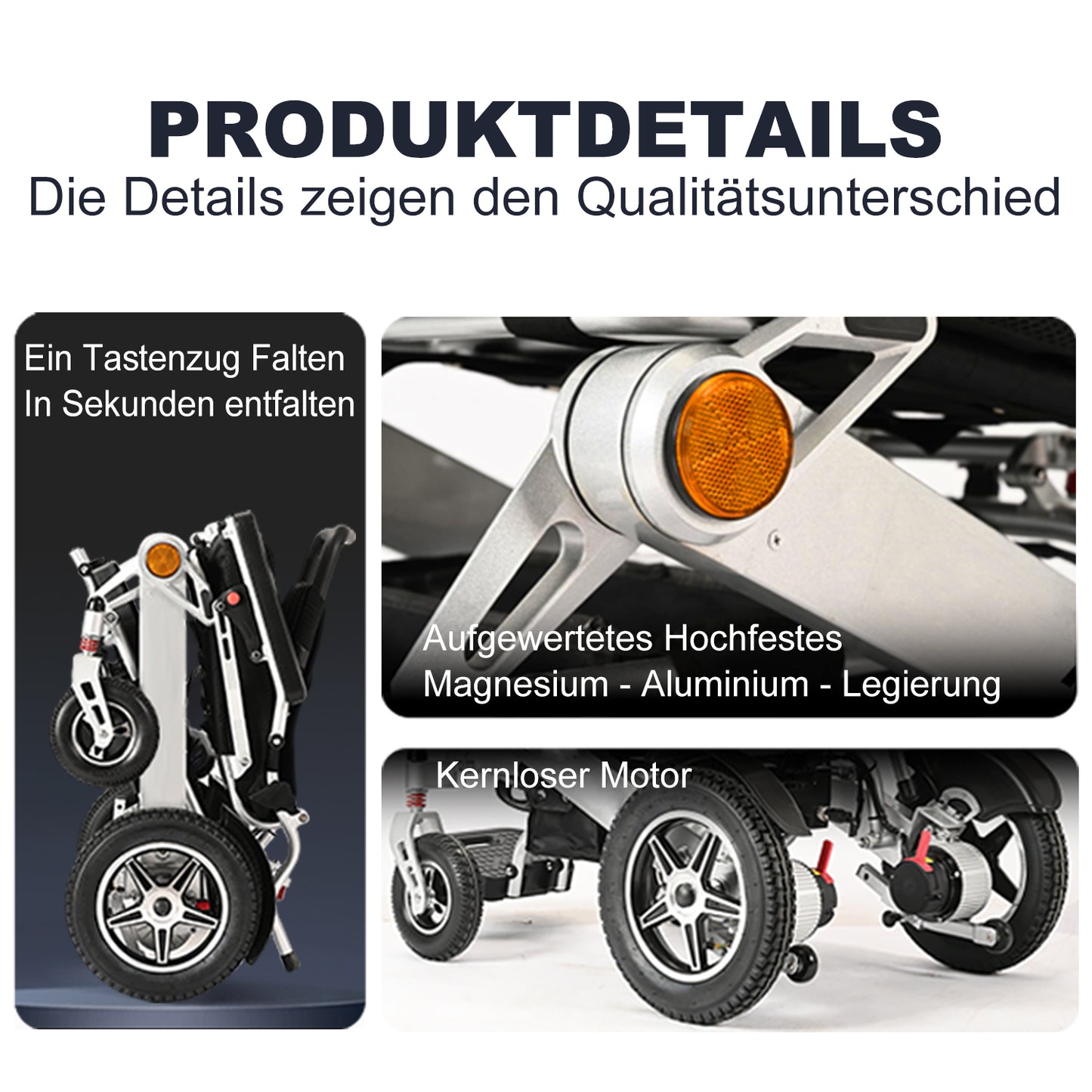 Nova-3 Faltbarer Elektrischer Rollstuhl, 20 km Reichweite