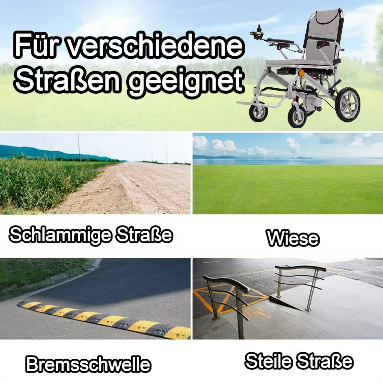 Nova-2 Elektrischer Rollstuhl – Verstellbare Kopfstütze, bequem und stützend