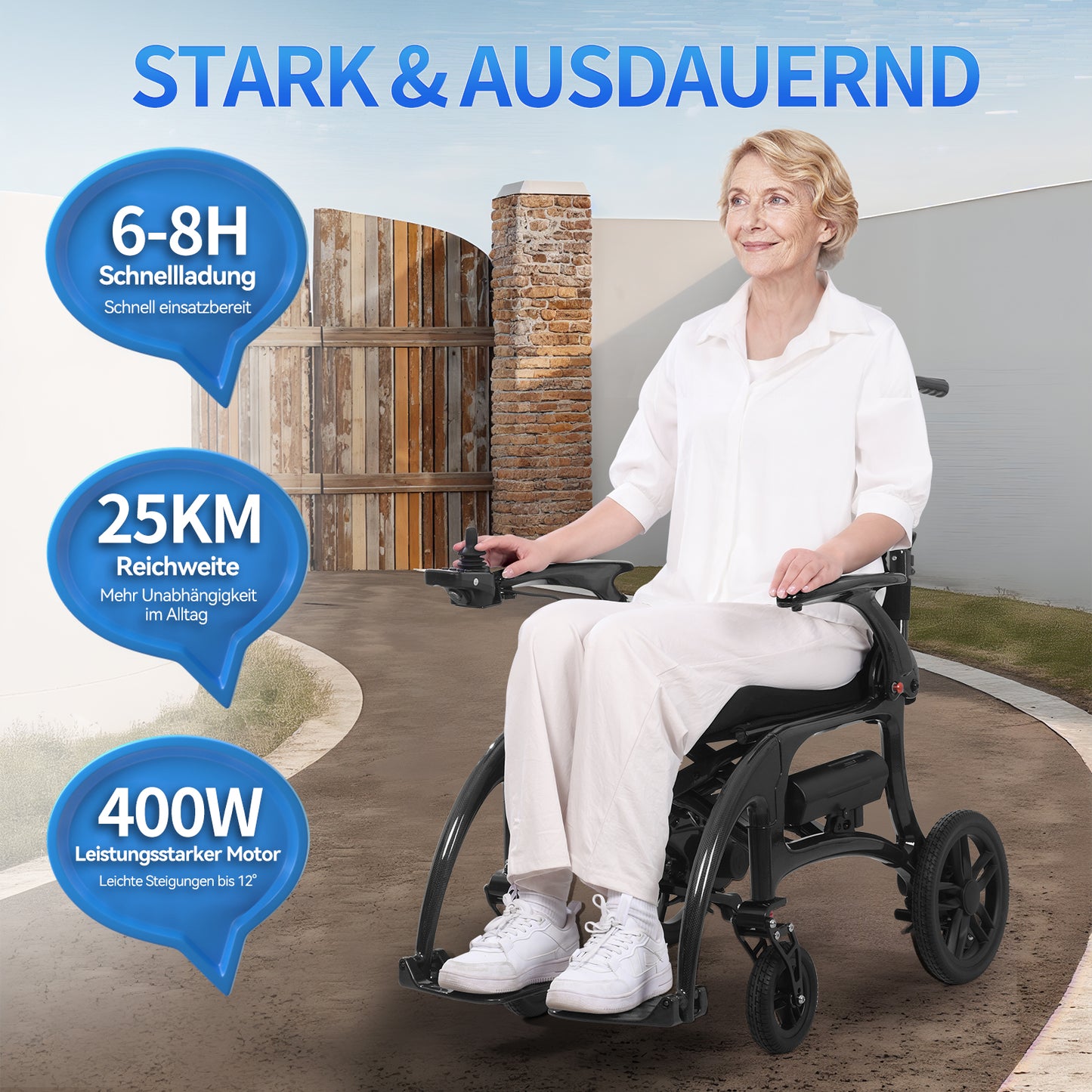 Nova-1 Carbon Elektrorollstuhl | Ultraleicht (13,8 kg), faltbar, mit Doppelakku bis 25 km Reichweite