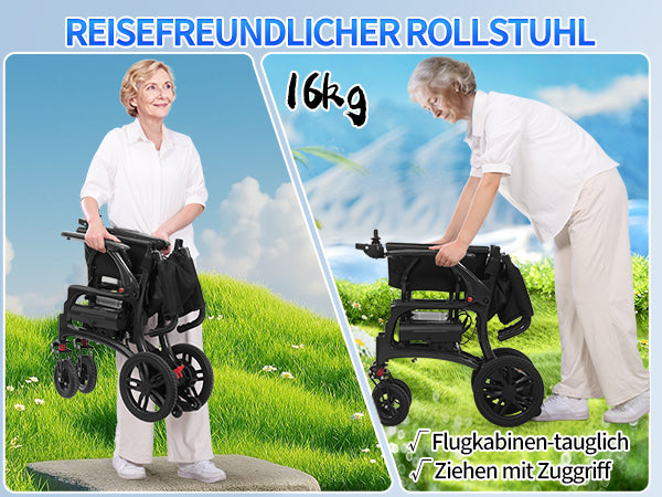 Nova-1 Carbon Elektrorollstuhl | Ultraleicht (13,8 kg), faltbar, mit Doppelakku bis 25 km Reichweite